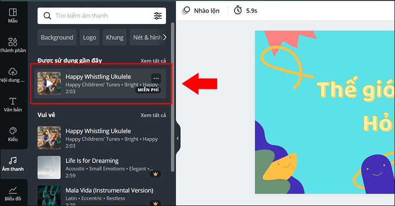 Gh&eacute;p &acirc;m thanh cho mẫu Intro
